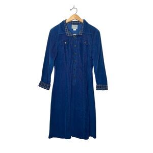 Vintage 90's‎ Carol Anderson Blue Corduroy Long Sleeve Knee Length Dress 10P